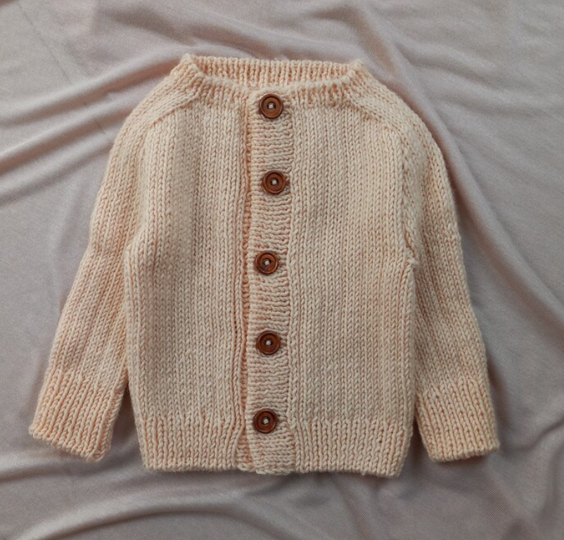 Hand Knit Merino Wool Baby Set: Cream Cardigan, Pants, Hat & Socks