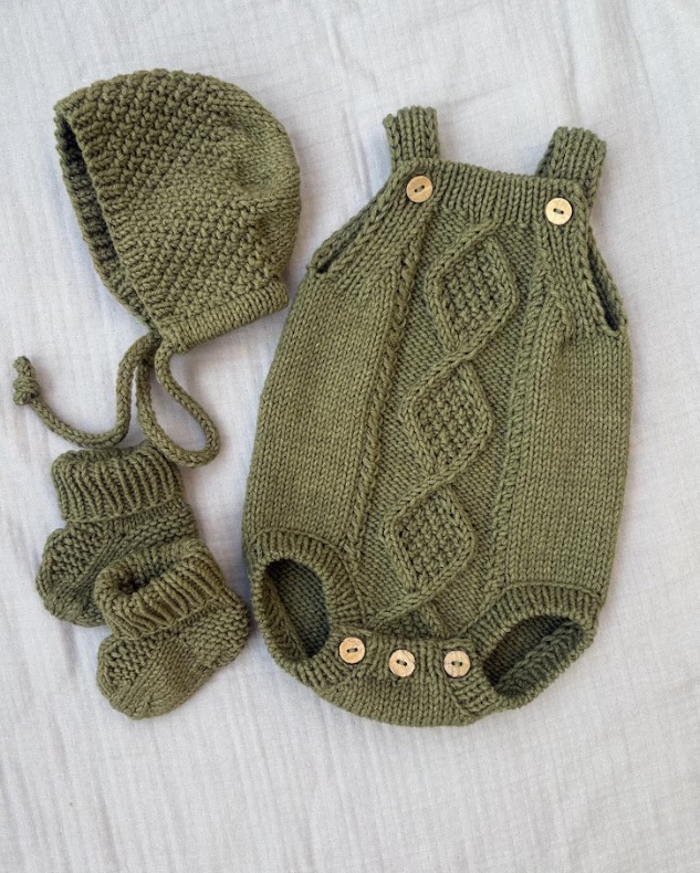 Knitted Baby Romper Set: Cotton Blend Newborn Outfit