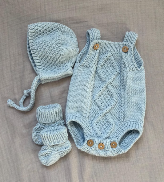 Knitted Baby Romper Set: Cotton Blend Newborn Outfit